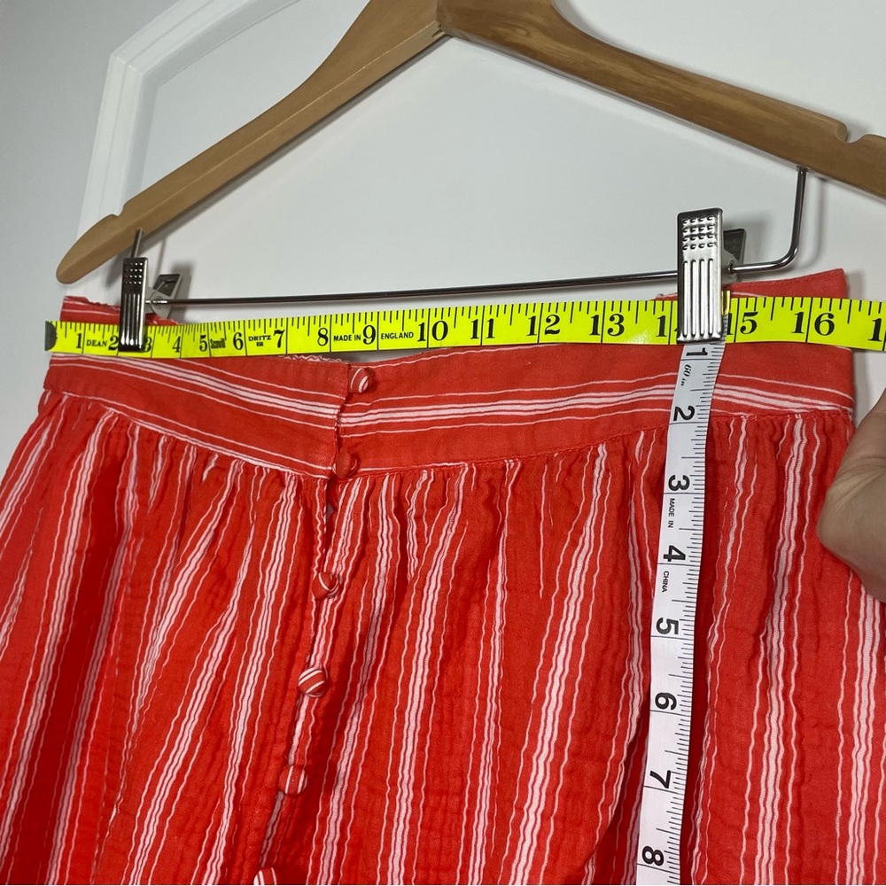 Single Thread Orange Striped Midi Skirt | Button Front | Boho Summer | Size L - Picture 9 of 9